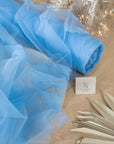 Clouds Tulle 59" - Curious Blue Color Delicate Soft Fabric by the Yard, Premium Tulle Mesh Material, for Baby Showers, Kids Decor and Party Events