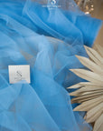 Clouds Tulle 59" - Curious Blue Color Delicate Soft Fabric by the Yard, Premium Tulle Mesh Material, for Baby Showers, Kids Decor and Party Events