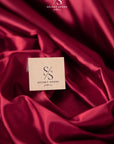 Iconic Silky Satin - Dark Red Color Soft Silky Satin Fabric, 1 Way Stretch for Multipurpose, Red Material for Table Runners, Crafts, Pajamas, Dress making