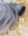 Glimmer Crystal Organza - Dark Gray Color Sheer Crystal Fabric by the Yard for Evening Gowns, Dance Costumes, Formal Wear 60" Wide