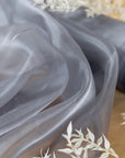 Glimmer Crystal Organza - Dark Gray Color Sheer Crystal Fabric by the Yard for Evening Gowns, Dance Costumes, Formal Wear 60" Wide