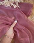 Glimmer Crystal Organza - Dark Mauve Color Premium Crystal Fabric by the Yard for Evening Gowns, Wedding Decor, Dance Costumes