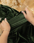 Rich - Dark Moss Green Stretch Velvet Fabric - Antique-Style 4-Way Velour for Cloaks, Stagewear, Historic Drapery