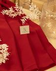 Grace - Dark Red Crepe Stretch Fabric for Formal Dresses and Interior Decor, Heavyweight Twill Material by the Yard for Tailoring, Drapes, and Cushion Covers