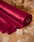 Iconic Silky Satin - Dark Red Color Soft Silky Satin Fabric, 1 Way Stretch for Multipurpose, Red Material for Table Runners, Crafts, Pajamas, Dress making