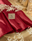 Amore - Dark Red Glossy Sturdy Satin Fabric, Elegant Non-Stretch Shiny Material for Men's Ties, Evening Gowns, Hair Accessories, Drapery