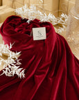 Rich - Dark Red Stretch Velvet Fabric by the Yard - 4-Way Velour Smooth Drape and Rich Color for Dresses, Costumes