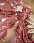 Glitz Sequin - Dark Rose Color Premium Quality Fabric by the Yard, 3mm One Way Stretch Sequins for Dancewear, Chair Covers, Events