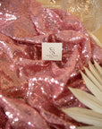 Glitz Sequin - Dark Rose Color Premium Quality Fabric by the Yard, 3mm One Way Stretch Sequins for Dancewear, Chair Covers, Events