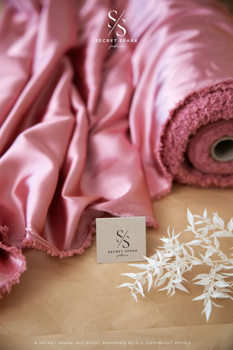 Dark Rose Color Premium Charmeuse Fabric for Evening Wear – Secret Spark  Fabrics