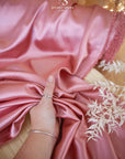 Iconic Silky Satin - Dark Rose Color Soft Premium Charmeuse Fabric One Way Stretch for Evening Gowns, Romantic Fashion, Special Occasions DIY