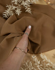 Grace - Dark Wood Crepe Stretch Fabric for Fitted Dresses & Suits, Brown Heavyweight Twill Crepe by the Yard, Body Contouring Draping Material for Elegant Tailoring