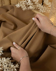 Grace - Dark Wood Crepe Stretch Fabric for Fitted Dresses & Suits, Brown Heavyweight Twill Crepe by the Yard, Body Contouring Draping Material for Elegant Tailoring