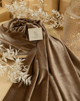 Rich - Dark Wood Stretch Velvet Fabric - Premium Brown 4-Way Velour for Fitted Dresses, Suits, Body Contouring Crepe
