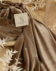 Rich - Dark Wood Stretch Velvet Fabric - Premium Brown 4-Way Velour for Fitted Dresses, Suits, Body Contouring Crepe