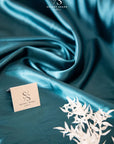 Iconic Silky Satin - Deep Teal Color Airy & Light Weight Fabric, One Way Stretch Soft Satin Material for Cosplay, Scarf, Hair Ties, Scrunchies