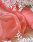 Glimmer Crystal Organza - Deep Coral Color Sheer Crystal Twinkle Fabric by the Yard for Summer Fashion, Dance Costumes, Event Decor