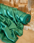 Iconic Silky Satin - Deep Jade Color Silky Satin Airy & Light Weight Fabric, One Way Stretch Soft Satin Material for Cosplay, Scarf, Hair Ties, Scrunchies