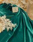 Rich - Deep Jade Stretch Velvet Fabric - Rich Green-Blue 4-Way Velour for Gowns, Curtains, Upholstery, Jackets