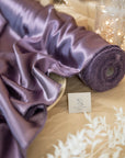 Iconic Silky Satin - Deep Purple Plum Color Soft Premium Charmeuse Fabric One Way Stretch for Evening Gowns, Formal Wear, Royal Fashion DIY