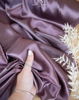Iconic Silky Satin - Deep Purple Plum Color Soft Premium Charmeuse Fabric One Way Stretch for Evening Gowns, Formal Wear, Royal Fashion DIY