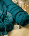 Aura Chiffon - Deep Teal Color Premium Material by the Yard, Soft Matte Quality with Beautiful Drapes, for Dresses, Headbands, Tablecloth Decor