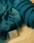 Aura Chiffon - Deep Teal Color Premium Material by the Yard, Soft Matte Quality with Beautiful Drapes, for Dresses, Headbands, Tablecloth Decor
