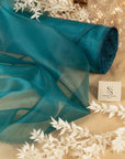 Glimmer Crystal Organza - Deep Teal Color Sheer Crystal Fabric by the Yard for Evening Gowns, Dance Costumes, Event Decor 59" wide