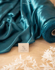 Iconic Silky Satin - Deep Teal Color Airy & Light Weight Fabric, One Way Stretch Soft Satin Material for Cosplay, Scarf, Hair Ties, Scrunchies