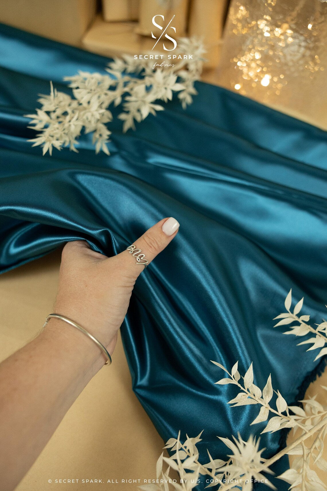 Deep Teal Dense Satin | Premium | for Evening Wear & Accessories  Secret  Spark Fabrics