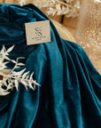 Rich - Deep Teal Stretch Velvet Fabric - Dramatic 4-Way Blue-Green Velour for Capes, Curtains, Theater Costumes, Pillows