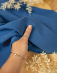 Grace - Denim Blue Crepe Stretch Fabric for Suits, Skirts, and Home Accents, Heavy Twill Material by the Yard for Draping, Tailoring, and Cushion Covers