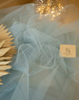 Clouds Tulle 59" - Dusty Blue Color Soft Matte Fabric by the Yard, Premium Bridal Tulle Mesh, for Wedding Gowns, Romantic Decor and Elegant Events