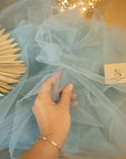 Clouds Tulle 59" - Dusty Blue Color Soft Matte Fabric by the Yard, Premium Bridal Tulle Mesh, for Wedding Gowns, Romantic Decor and Elegant Events