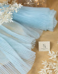 Micro Pleated - Dusty Blue Quality Fabric by the Yard, Handmade Textured Tulle Mesh with Delicate Accordion Pleats for Dresses, Evening Wear