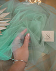 Clouds Tulle 59" - Dusty Jade Color Delicate Airy Fabric by the Yard, Stretch Soft Tulle Mesh, for Wedding Dresses and Decor, 150 cm wide