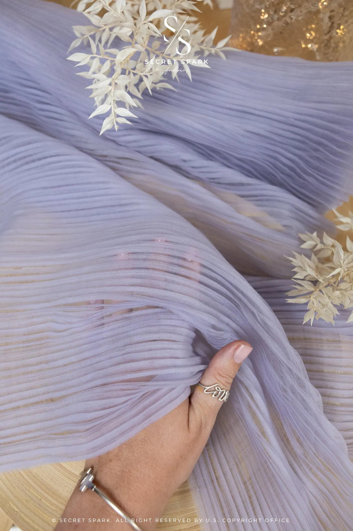 Dusty Lavender Pleated Tulle | Premium