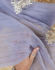 Micro Pleated - Dusty Lavender Soft Premium Fabric by the Yard, Handmade Textured Tulle Mesh with Delicate Pleats for Girls Dresses, Bridal Gown