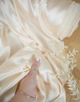 Iconic Silky Satin - Ecru Bridal Color Premium Quality Fabric, One Way Stretch Soft Satin for Wedding and Evening Dresses, Engagement, Decor