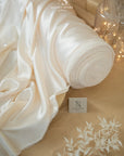 Iconic Silky Satin - Ecru Bridal Color Premium Quality Fabric, One Way Stretch Soft Satin for Wedding and Evening Dresses, Engagement, Decor