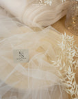 Spirit - 108" Ecru Bridal Premium Tulle Fabric by the Yard, High-Quality Two-Way Stretch Material for Wedding Veils, Cathedral Trains
