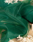Glimmer Crystal Organza - Emerald Color Sheer High-Quality Crystal Fabric by the Yard, See Through Shiny Fabric for Evening Gowns, Decor