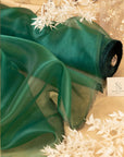 Glimmer Crystal Organza - Emerald Color Sheer High-Quality Crystal Fabric by the Yard, See Through Shiny Fabric for Evening Gowns, Decor