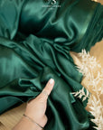 Iconic Silky Satin - Emerald Green Color Premium Quality Fabric, One Way Stretch Satin for Multipurpose, Table Runners, Evening Gowns, Dress making