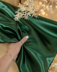 Amore - Emerald Green Sturdy Satin Fabric, Non-Stretch Shiny Material for Evening Gowns, Men's Vests, Bridal Clutches