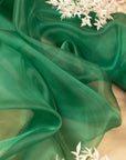 Glimmer Crystal Organza - Forest Green Color Sheer High-Quality Crystal Fabric by the Yard, See Through Shiny Fabric for Gowns, Party Decor