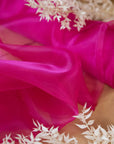 Glimmer Crystal Organza - Fuchsia Color Sheer High-Quality Crystal Fabric by the Yard for Evening Gowns, Event Decor, Dance Costumes