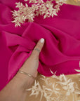 Grace - Fuchsia Pink Crepe Stretch Fabric for Dresses, Blazers, Pants, Heavyweight Draping Material by the Yard for Tailoring, Sewing & Fashion Design