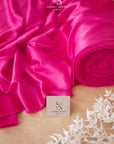Iconic Silky Satin - Fuchsia Pink Color Quality Fabric, One Way Stretch Satin Material for Fashion Design