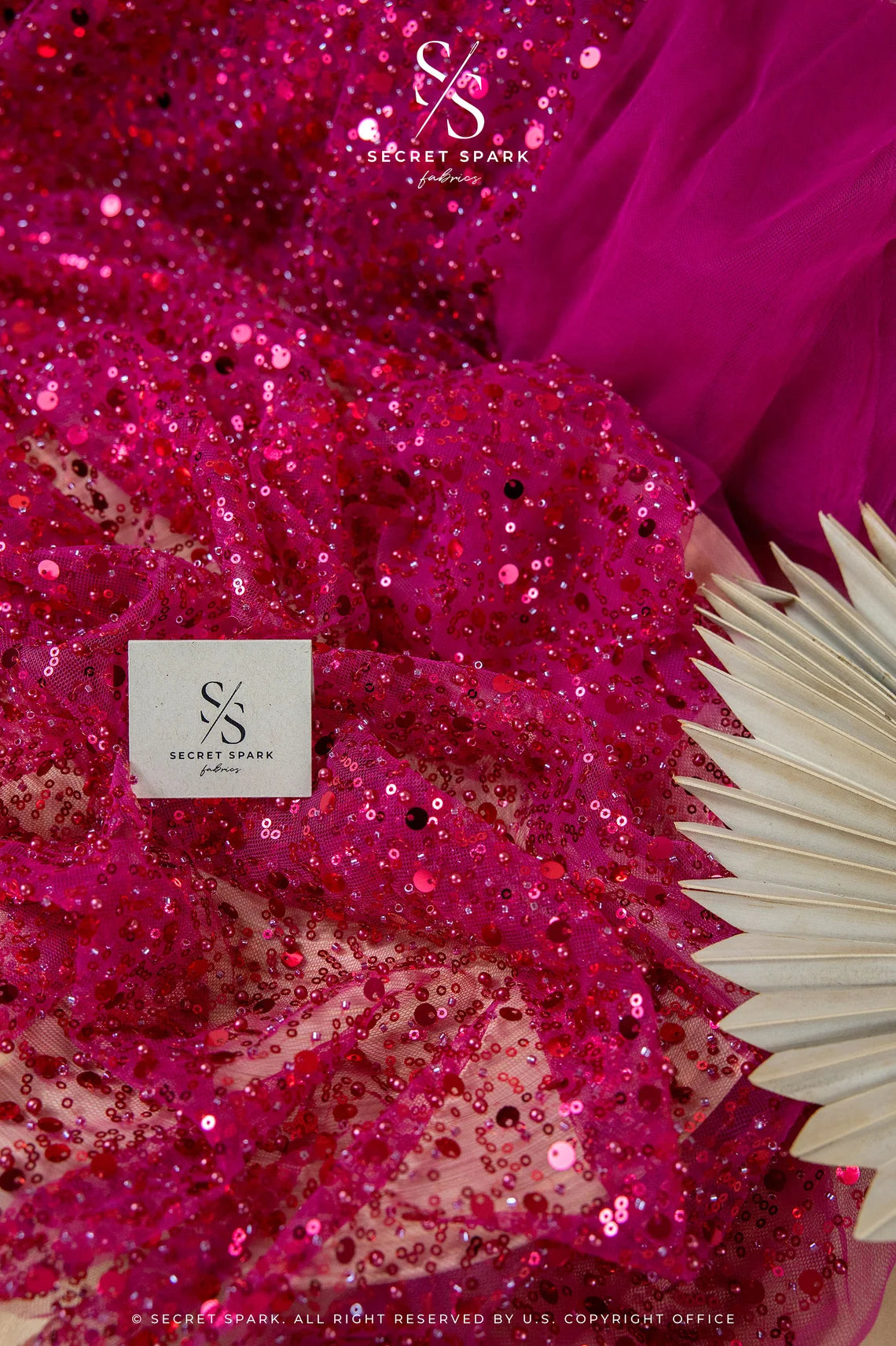 Pink Beaded Fabric Heavy Beads for Evening Party Wear